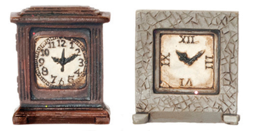 Dollhouse Miniature Resin Clocks, 2 Pcs